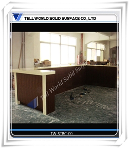 2017 Popular Artificial Stone Wood Style Restaurant Bar Counter Design