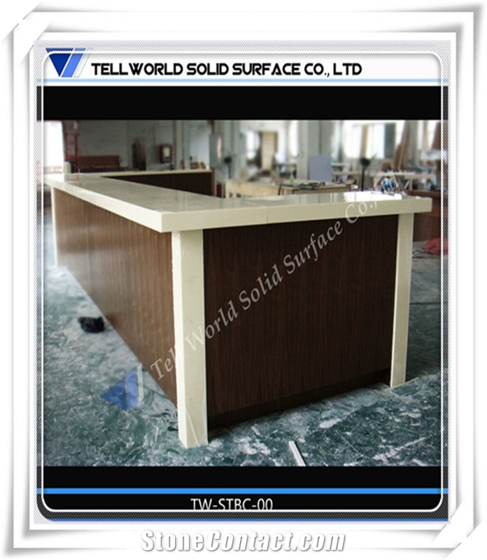 2017 Popular Artificial Stone Wood Style Restaurant Bar Counter Design