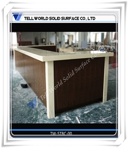 2017 Popular Artificial Stone Wood Style Restaurant Bar Counter Design