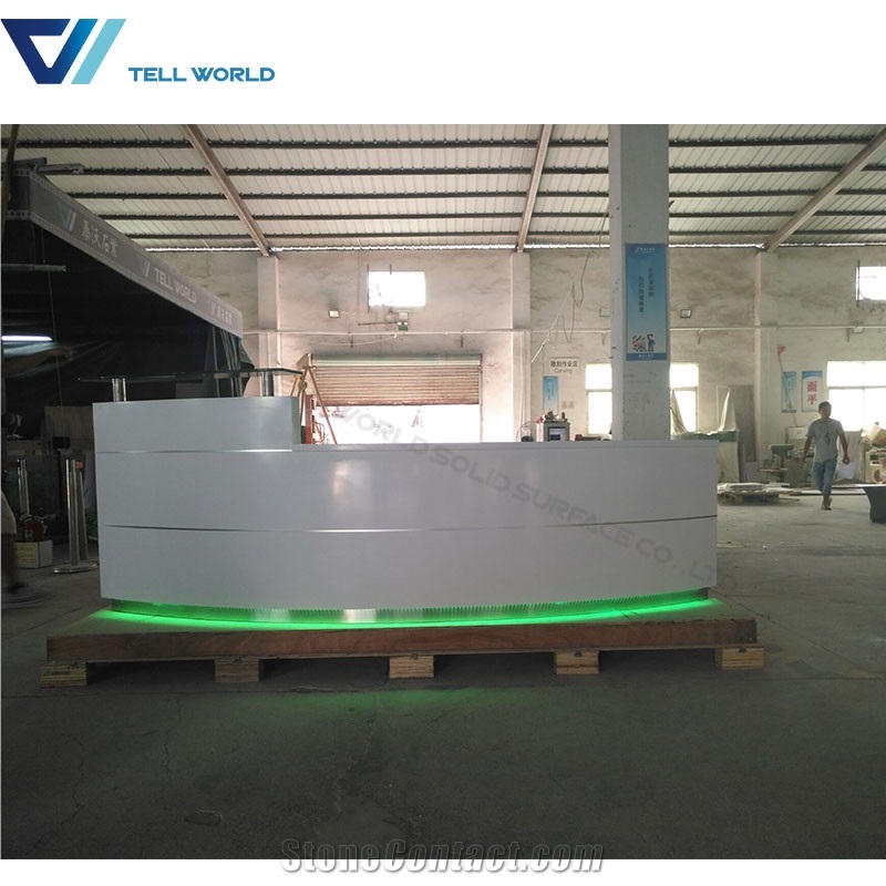 Beauty Salon White Led Light Reception Counter