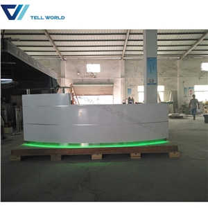 Beauty Salon White Led Light Reception Counter