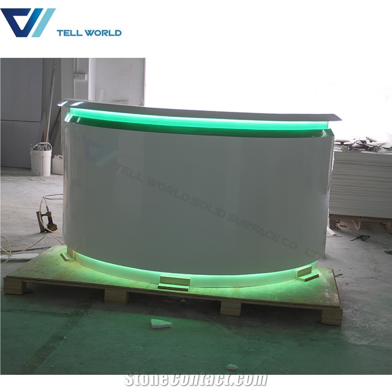 Beauty Salon White Led Light Reception Counter