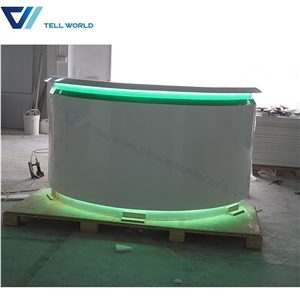 Beauty Salon White Led Light Reception Counter