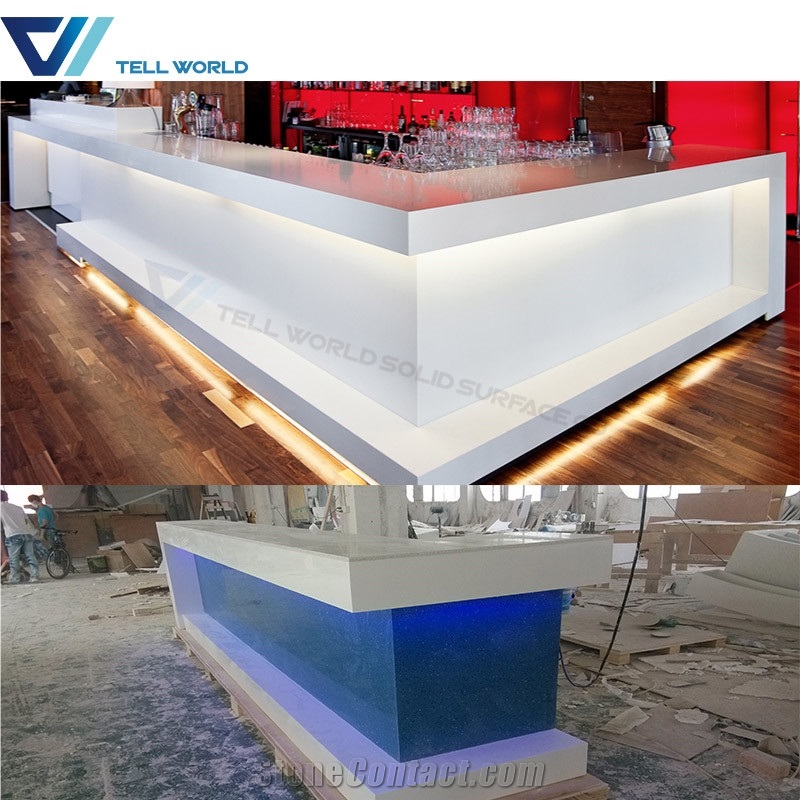 Commercial Artificial Marble Lighted Modern Bar Counter