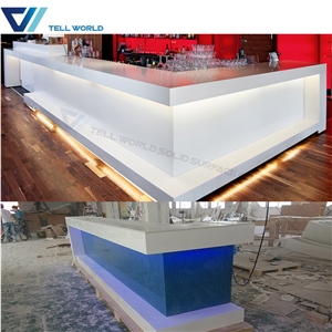 Commercial Artificial Marble Lighted Modern Bar Counter