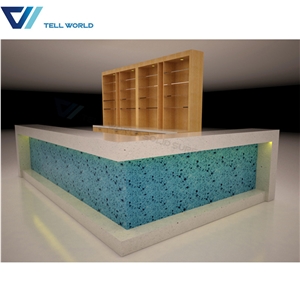 Commercial Artificial Marble Lighted Modern Bar Counter