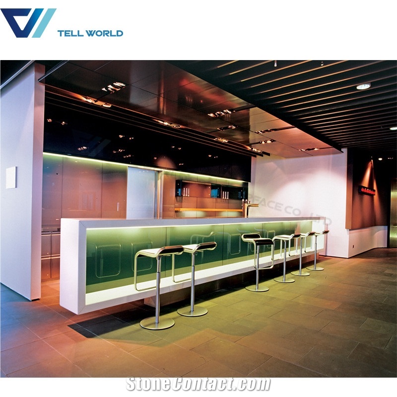 Commercial Artificial Marble Lighted Modern Bar Counter