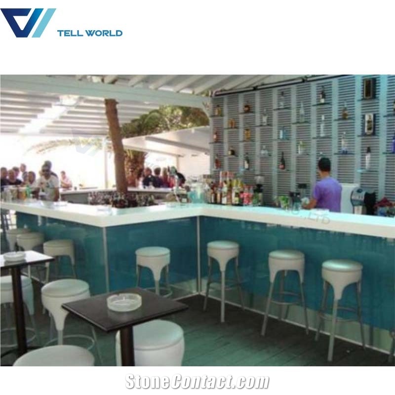 Commercial Artificial Marble Lighted Modern Bar Counter