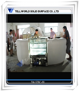 Eye-Catching White Modified Acrylic Solid Surface Club Bar Design
