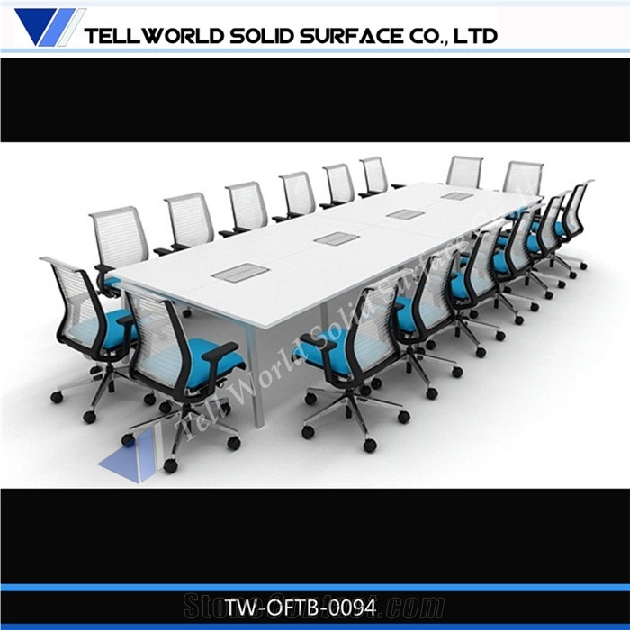 Multi Color Modified Acrylic Rectangle Office Meeting Station Tabletop for 20 Person