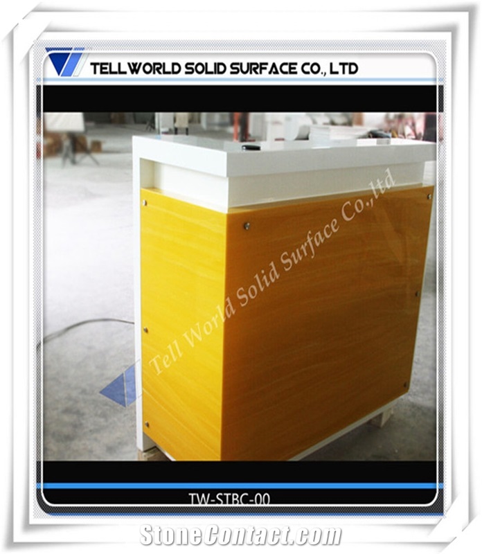 Pure White Acrylic Straight Shape Led Mini Bar Counter Design