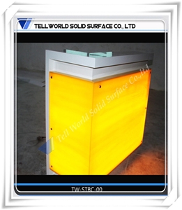 Pure White Acrylic Straight Shape Led Mini Bar Counter Design