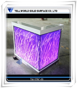 Solid Surface Multi Led Lighting Small Bar Counter Designs