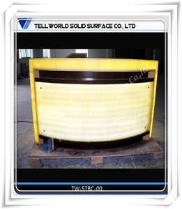Tell World Translucent Acrylic Led Club Bar Counter with Back Cabinet