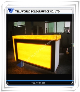 Tell World Translucent Acrylic Led Club Bar Counter with Back Cabinet