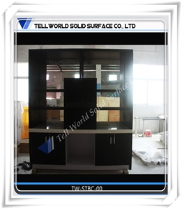 Tell World Translucent Acrylic Led Club Bar Counter with Back Cabinet