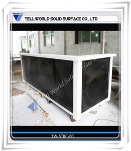 White Acrylic Home Bar Counter with Back Wall Cabinet