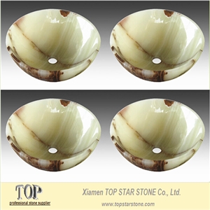 High Polished Green Onyx Round Basin,Green Onyx Vessel Sink, Green Onyx Wash Basin