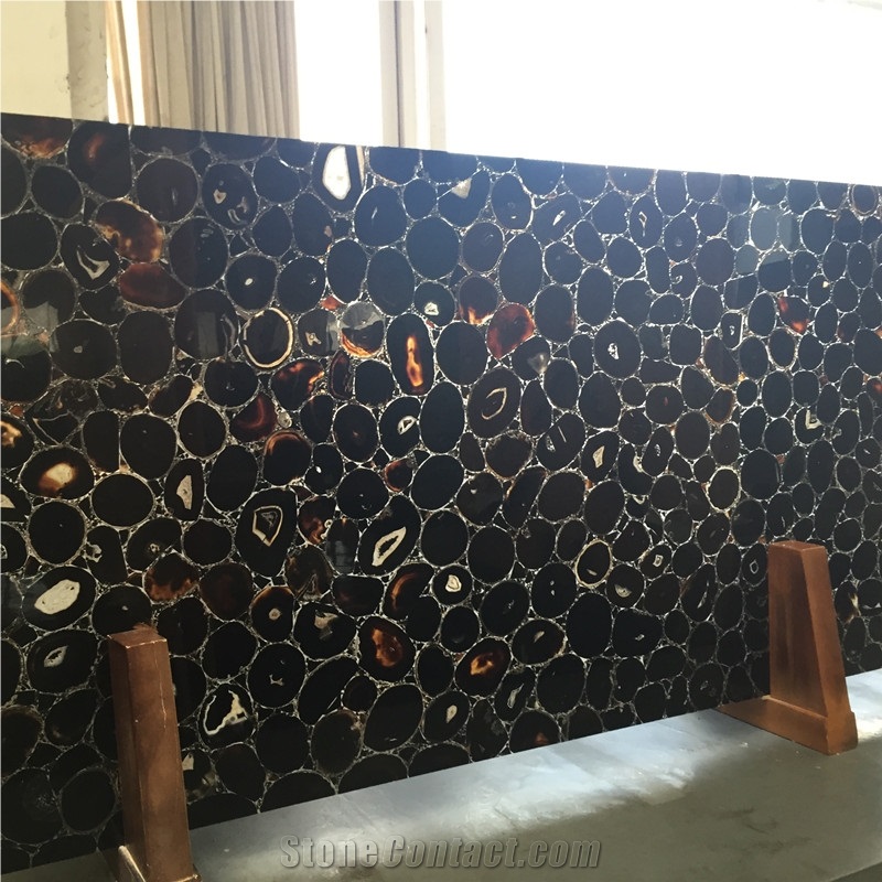 Translucent Luxuriuos Black Agate Black Gemstone Slabs
