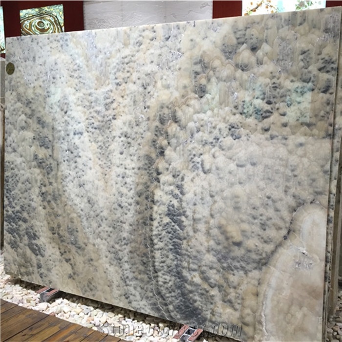 Turkey Demirci Gray Color Onyx Stone Cloudy Gray Onyx Slabs