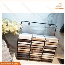 Sr011 Customized Simple Metal Quartz Stone Sample Coutner Display Stand for Showroom