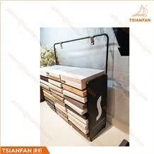 Sr011 Customized Simple Metal Quartz Stone Sample Coutner Display Stand for Showroom