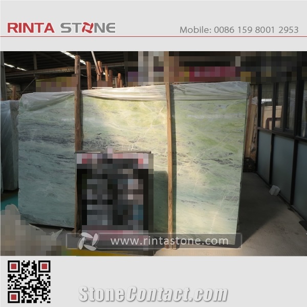 Emerald Valley Onyx Slabs Tiles China Chinese Light Green White Natural Stone