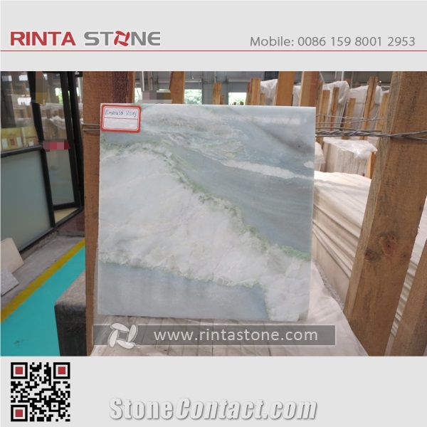 Emerald Valley Onyx Slabs Tiles China Chinese Light Green White Natural Stone