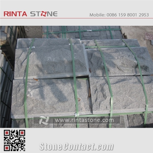 G654 Impala Black China Natural Cheap Dark Grey Granite Building Material Mushroom Split Face Wall Stone