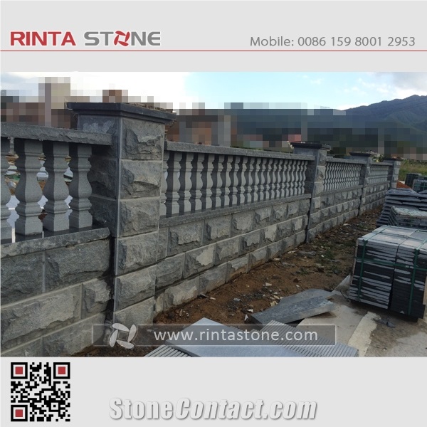 G654 Impala Black China Natural Cheap Dark Grey Granite Building Material Mushroom Split Face Wall Stone