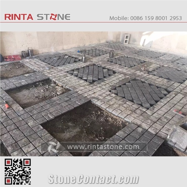 G654 Impala Black China Natural Cheap Dark Grey Granite Building Material Mushroom Split Face Wall Stone