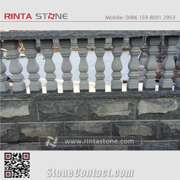 G654 Sesame Black China Natural Cheap Dark Grey Granite Building Material Mushroom Split Face Wall Stone