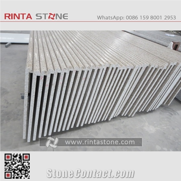 G682 China Natural Cheap Rust Yellow Granite Shandong Rusty Beige Stone Customized Countertop Solid Surface Pre-Fabricated Vanity Top