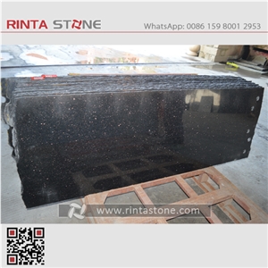 India Black Gold Star Galaxy Granite Natural Spark Black Warangal Nero Stone Slab Wall Thin Tile for Countertop Vanity Top