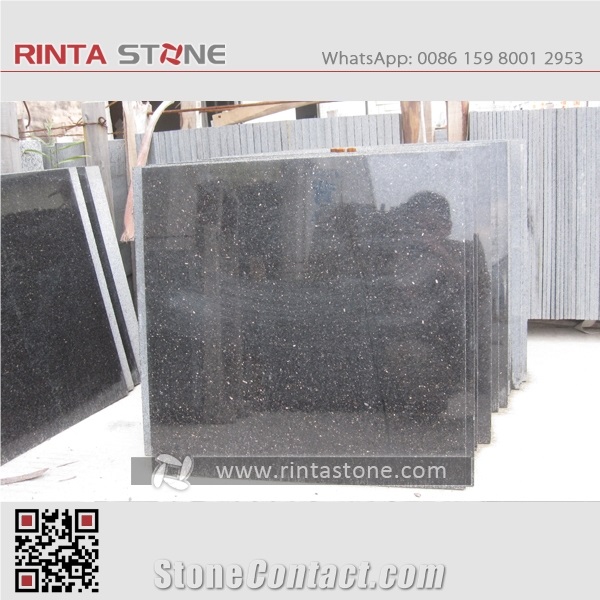 India Black Gold Star Galaxy Granite Natural Spark Black Warangal Nero Stone Slab Wall Thin Tile for Countertop Vanity Top