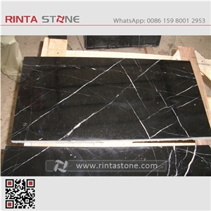 Nero Marquina China Natural Dark Black with White Vein Grain Marble Big Slabs Small Tiles