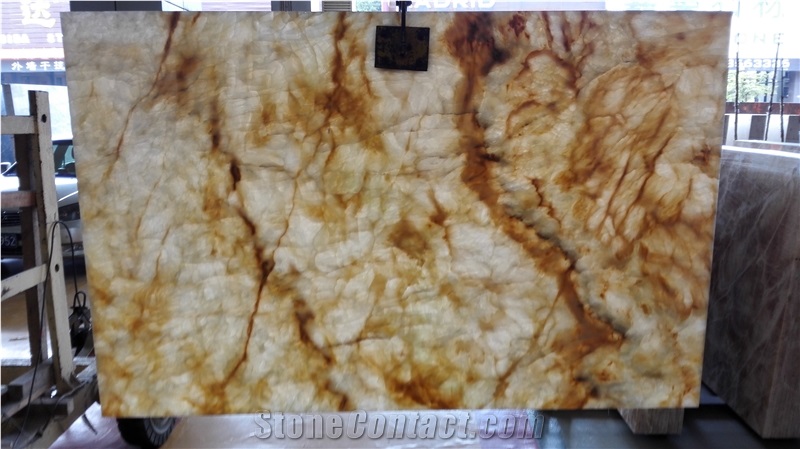Polished Natural Stone China Quarry Manufactory Golden Yellow Onyx Slabs & Tiles, Exclusive Product, Wall and Floor Cladding Covering