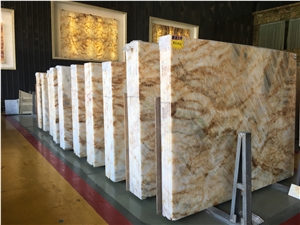 Polished Natural Stone China Quarry Manufactory Golden Yellow Onyx Slabs & Tiles, Exclusive Product, Wall and Floor Cladding Covering