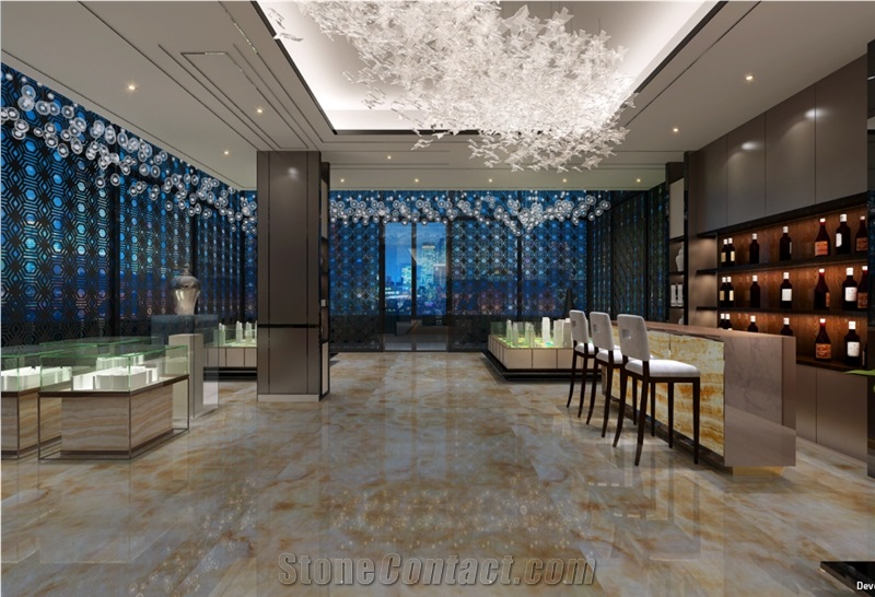 Polished Natural Stone China Quarry Manufactory Golden Yellow Onyx Slabs & Tiles, Exclusive Product, Wall and Floor Cladding Covering