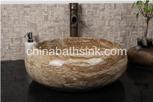 Brown Marble Sinks,Beige Marble Wash Basins,Oval Bathsinks