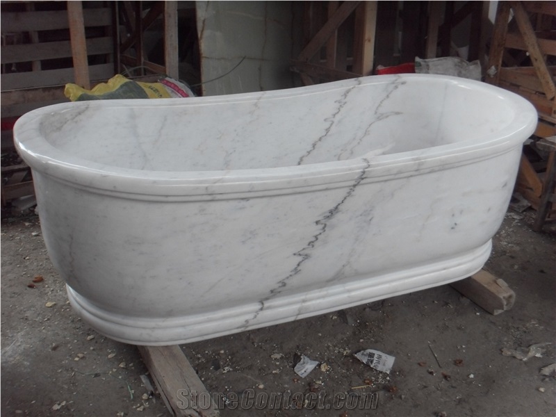 Carrara White Bath Tubs,Bianco Carrara C Bathtubs,Hotel Oval White Marble Bathtub,Polished Statuarietto White Marble Bathtub