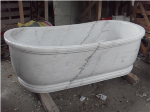Carrara White Bath Tubs,Bianco Carrara C Bathtubs,Hotel Oval White Marble Bathtub,Polished Statuarietto White Marble Bathtub