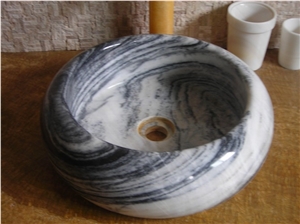 Cloudy Grey Marble Sink,Withe Sandbasalt Bath Basins,China Grey Marble Wash Sinks,Vessel Basins