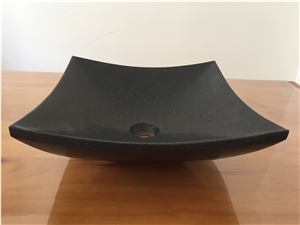 India Black Granite Vessel Sinks,Absolute Black Bathroom Wash Basins,Black Granite Square Basins