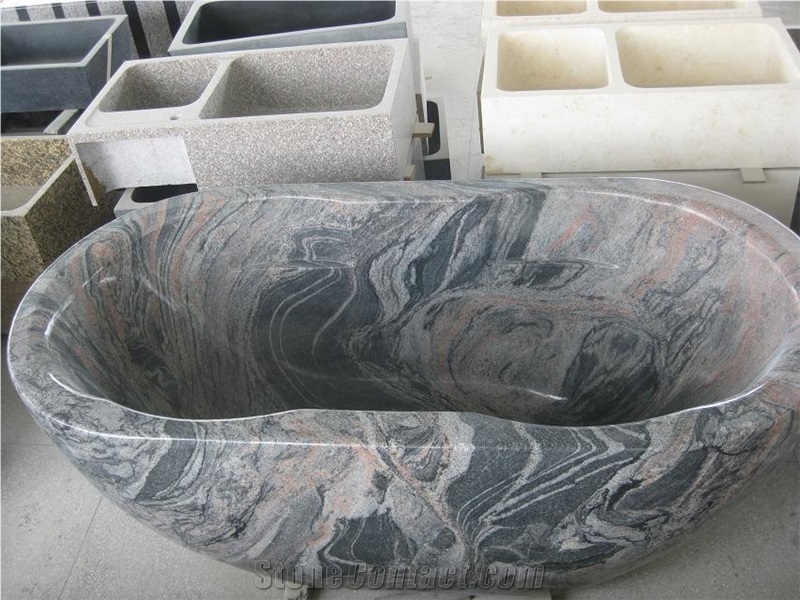 Multicolour Grain Bathtub,China Juparana Bath Tubs,Rosso Crepuslolo Granite Oval Bathtubs,Natural Stone Hotel Bathtub