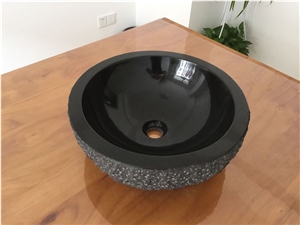 Shanxi Black Granite Bath Sinks,Absolute Black Round Vessel Sinks,Natural Stone Wash Basins