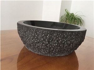 Shanxi Black Granite Bath Sinks,Absolute Black Round Vessel Sinks,Natural Stone Wash Basins