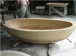 Yellow Travertine Bathtub,Polished Natural Stone Bath Tub,Beige Travertine Hotel Bathtubs,Bathtub Decks