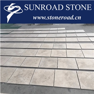 Wooden White Cross Cut / Light Grey & Cream Limestone Slabs &Tiles