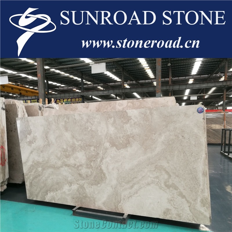Wooden White Cross Cut / Light Grey & Cream Limestone Slabs &Tiles